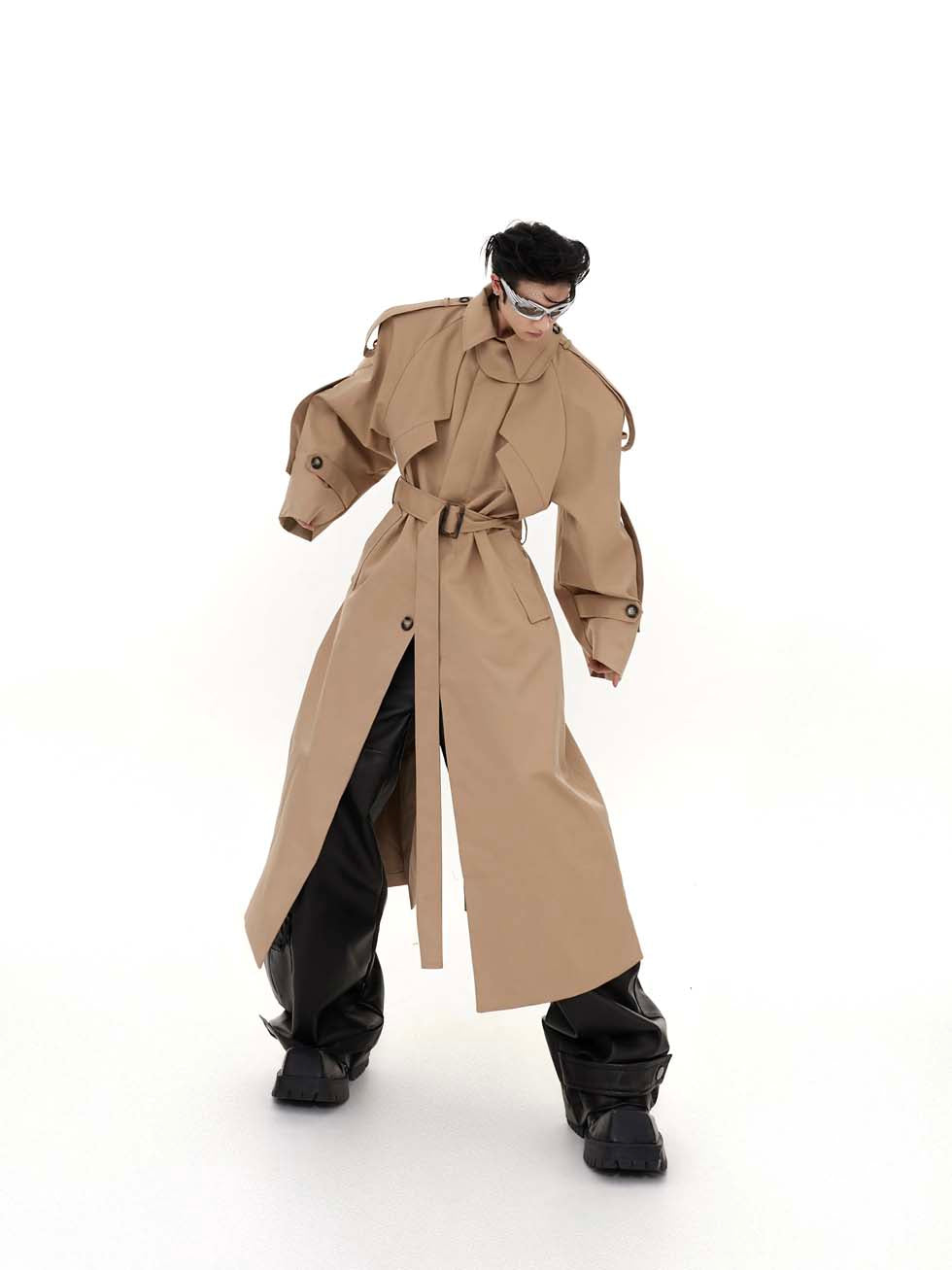 Deconstructed silhouette long coat P1055