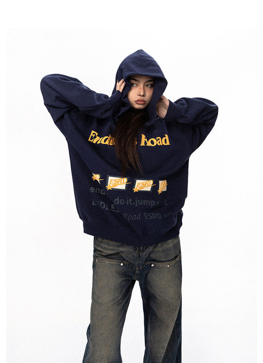 Front and back print hooded sweatshirt P673