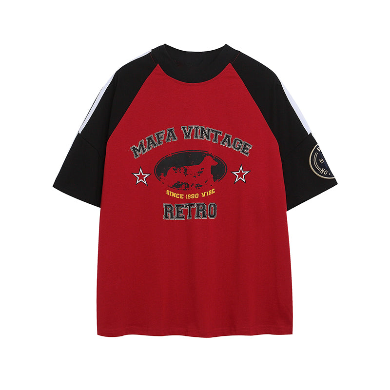 ラウンドネック コントラストカラー Tシャツ P2054