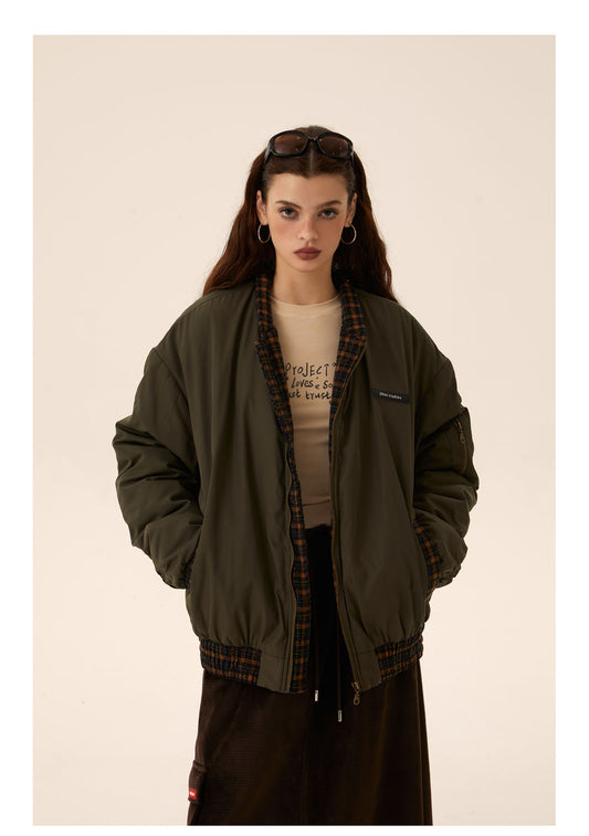 Retro check bomber jacket P433