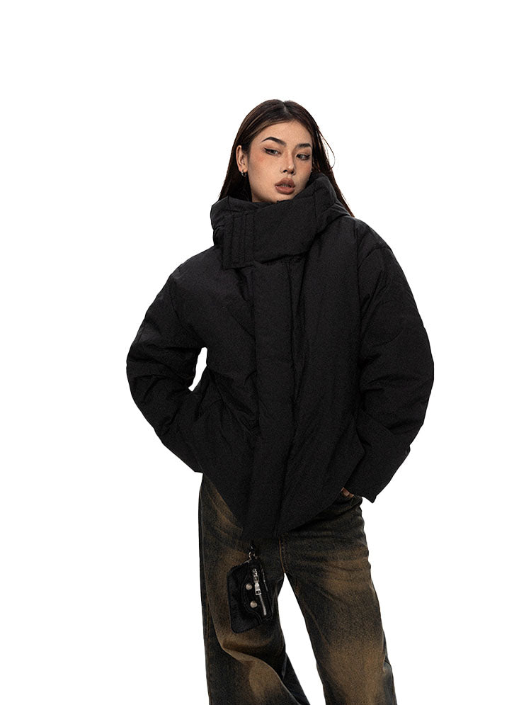 High collar windproof hooded down jacket P742