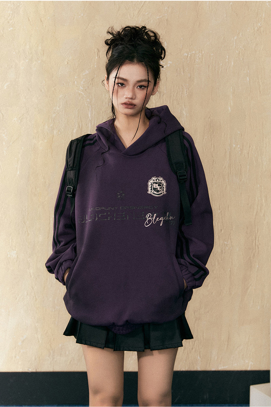 American retro college style hooded sweatshirt P781