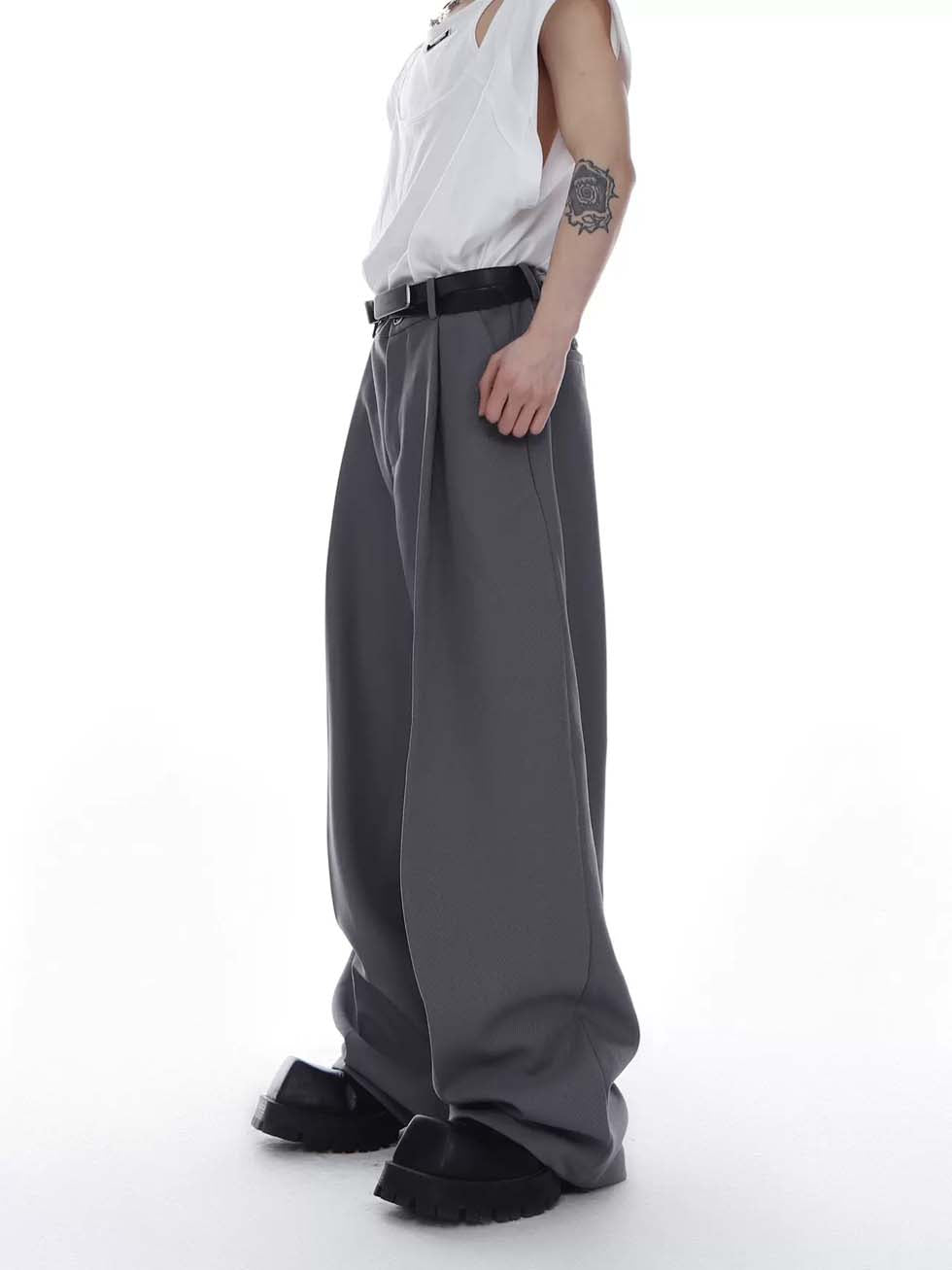 Drape loose straight pants P1071