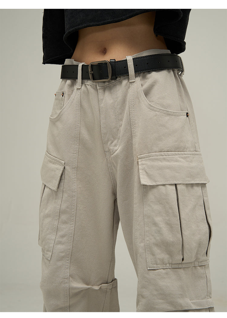 Wide leg multi-pocket cargo pants P602