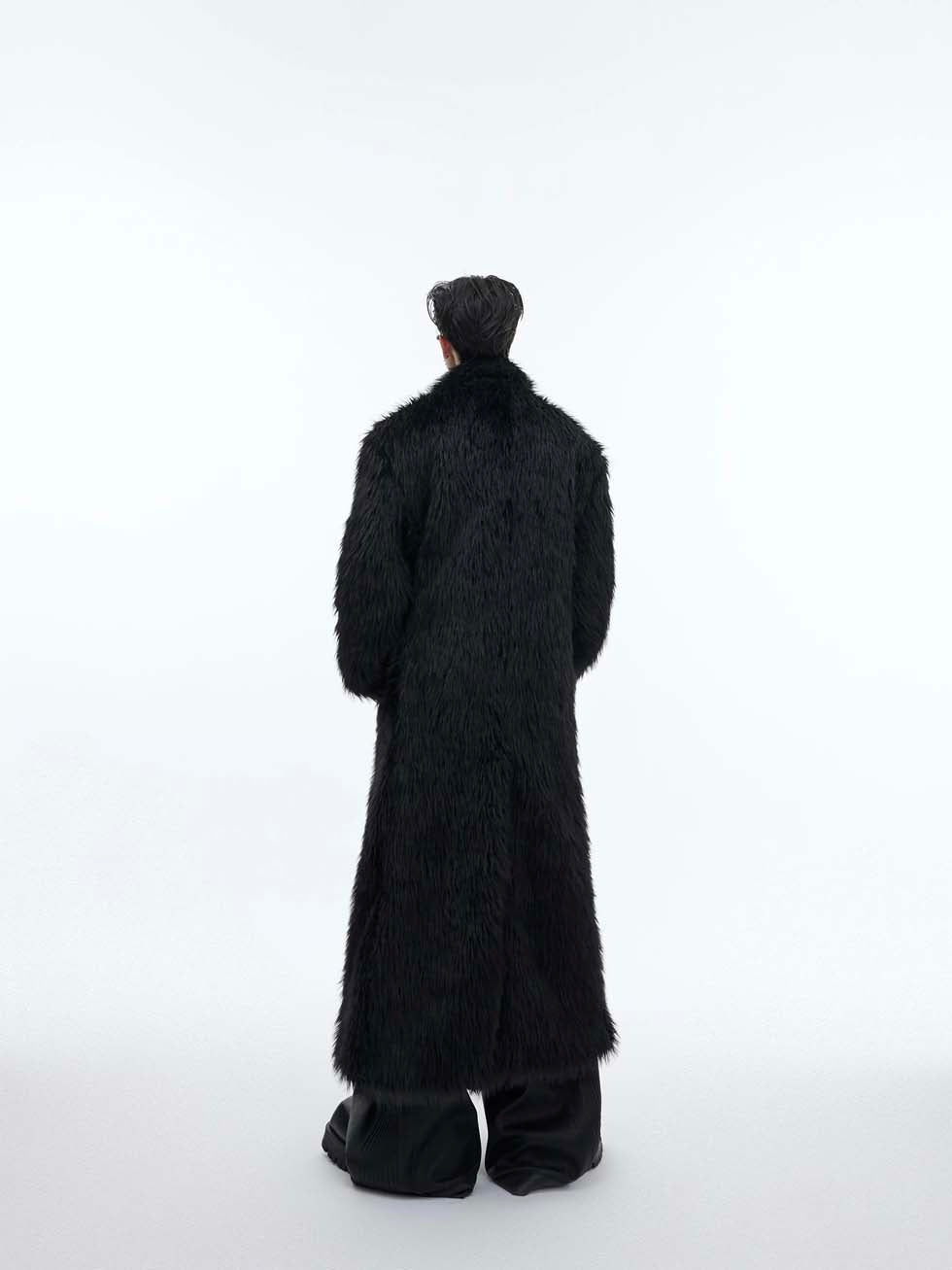 Big silhouette anti-mink fur long coat P1006