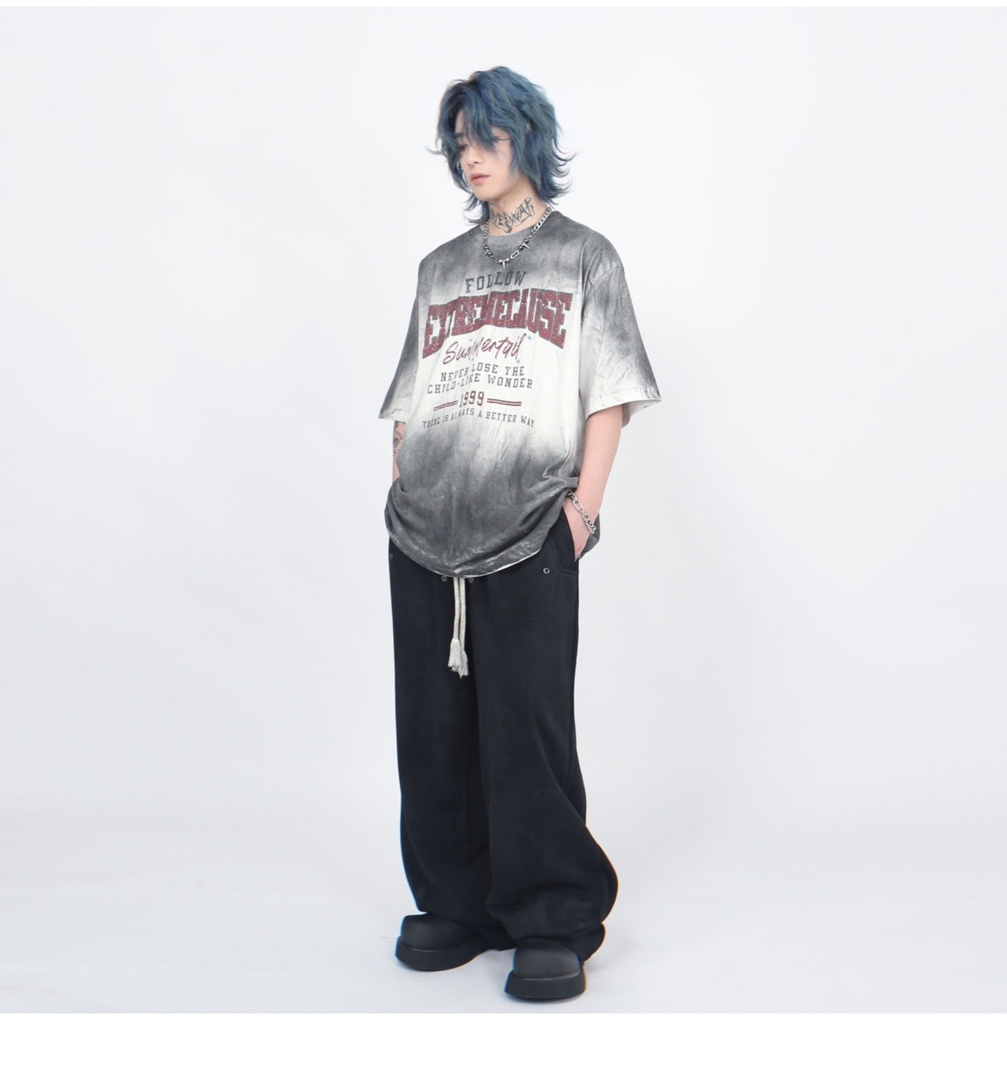 ダメージ加工 スプレー ペイント 半袖Tシャツ P1363