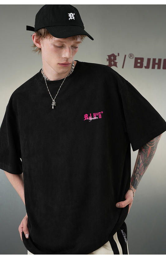 コントラストカラー 刺繍Tシャツ P2152