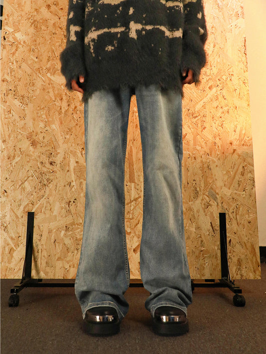 Distressed Wash Bootcut Jeans P898