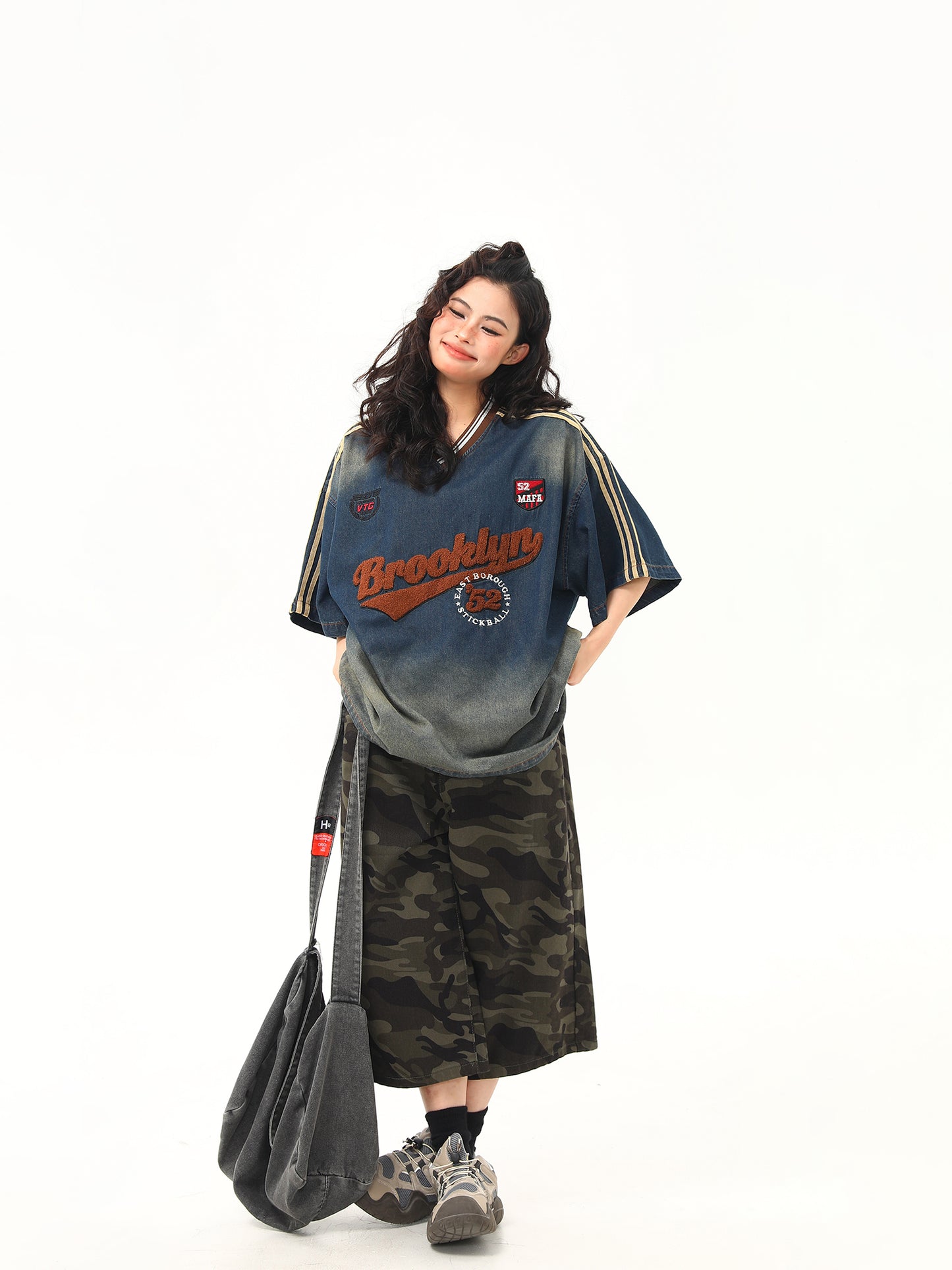 カレッジスタイル ウォッシュデニムTシャツ P2051