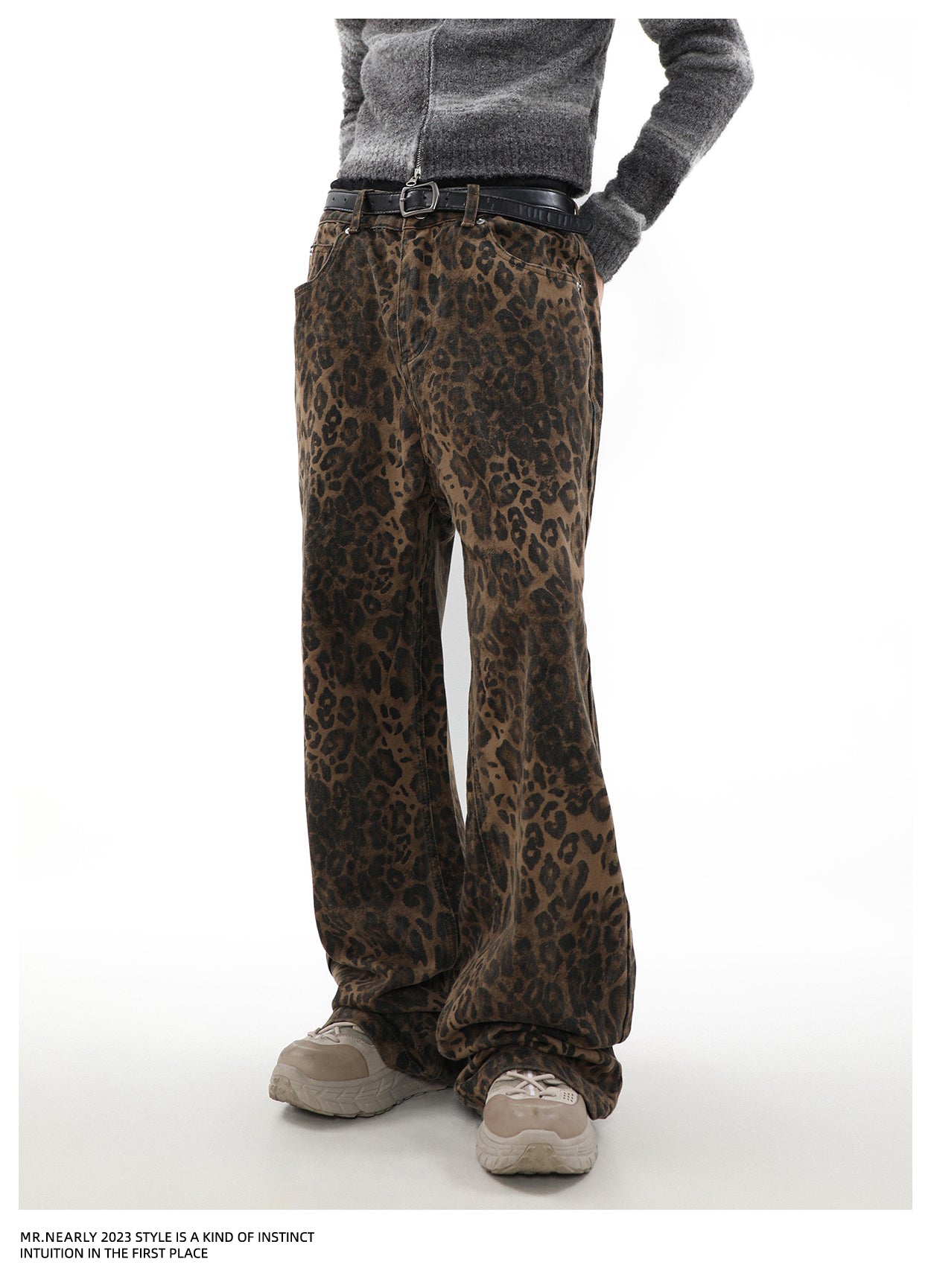 American Retro Leopard Print Jeans P1360