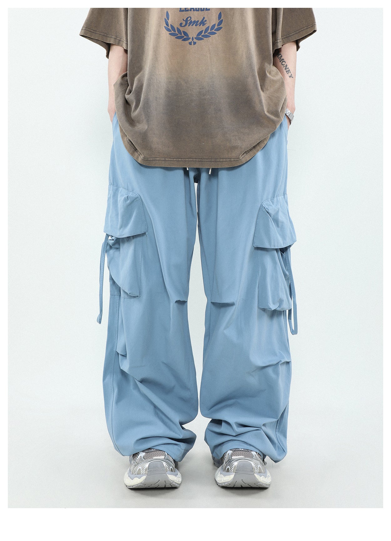 Wide leg multi-pocket cargo pants P274