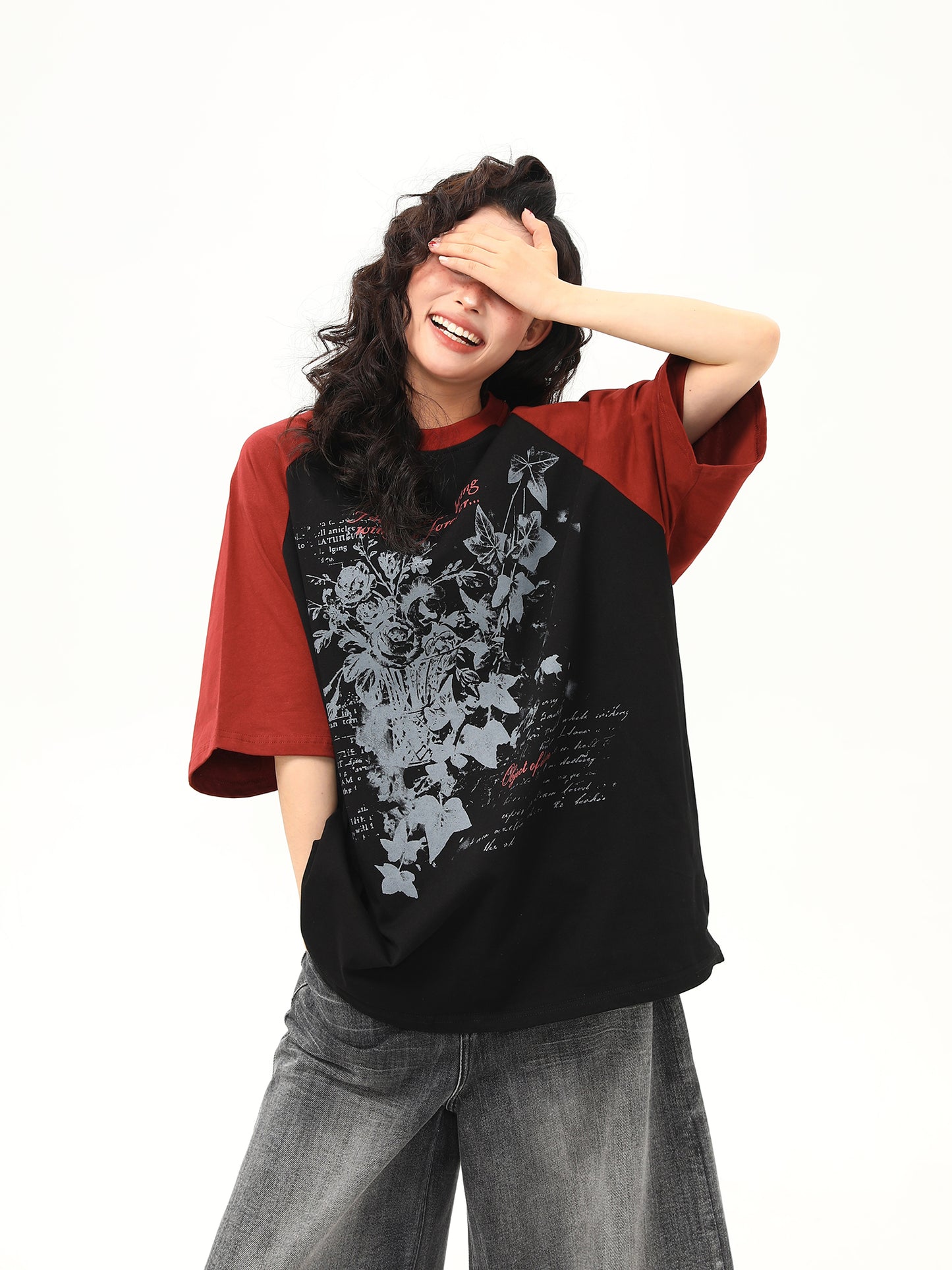 花柄プリント Tシャツ P2049