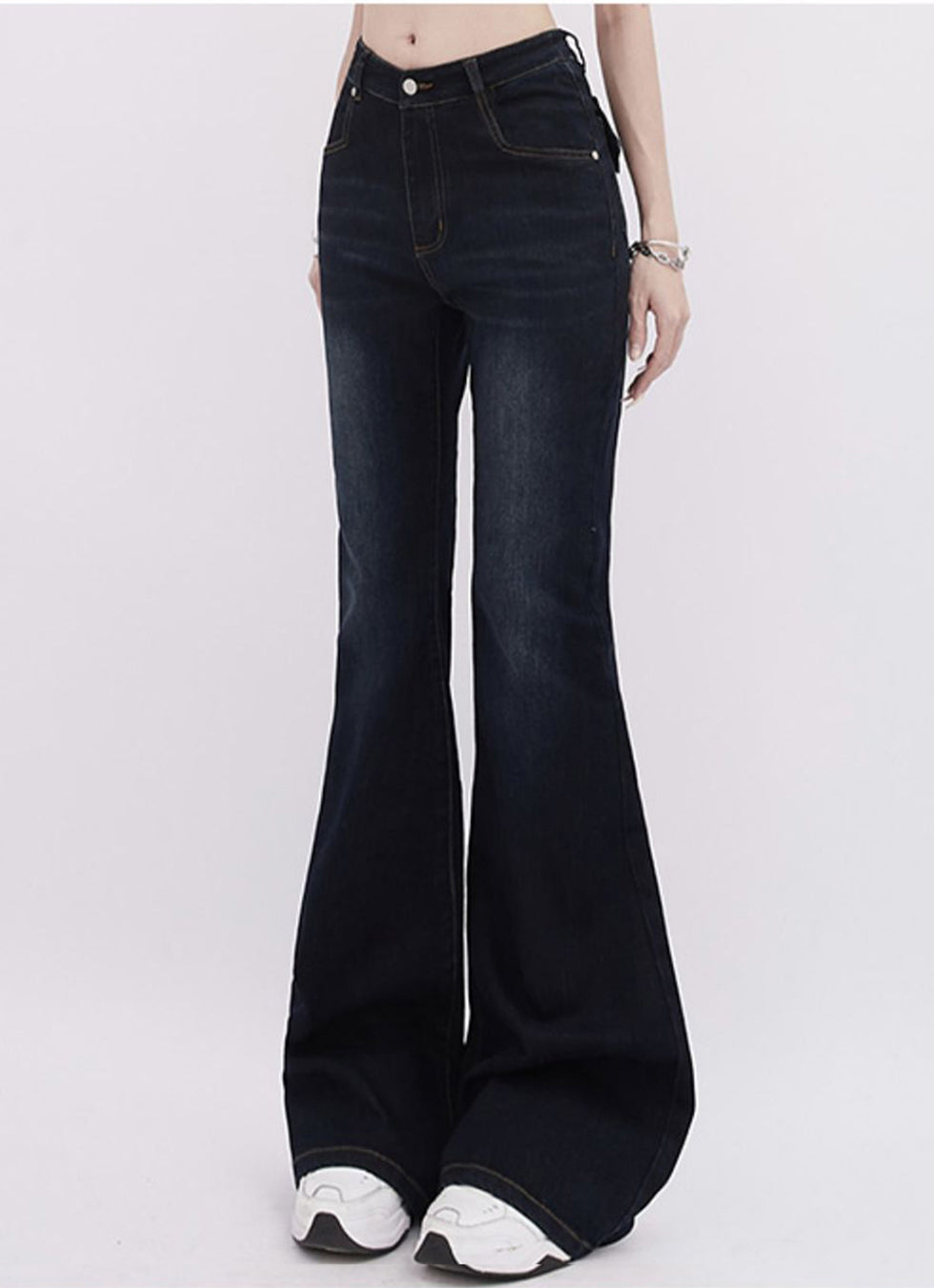 V-waist micro slim jeans P956