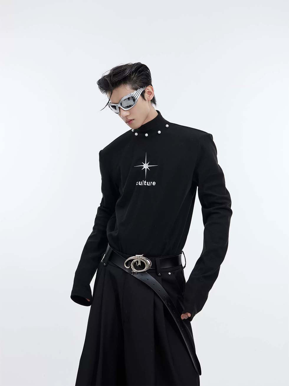 Pearl design slim fit long sleeve shirt P1108