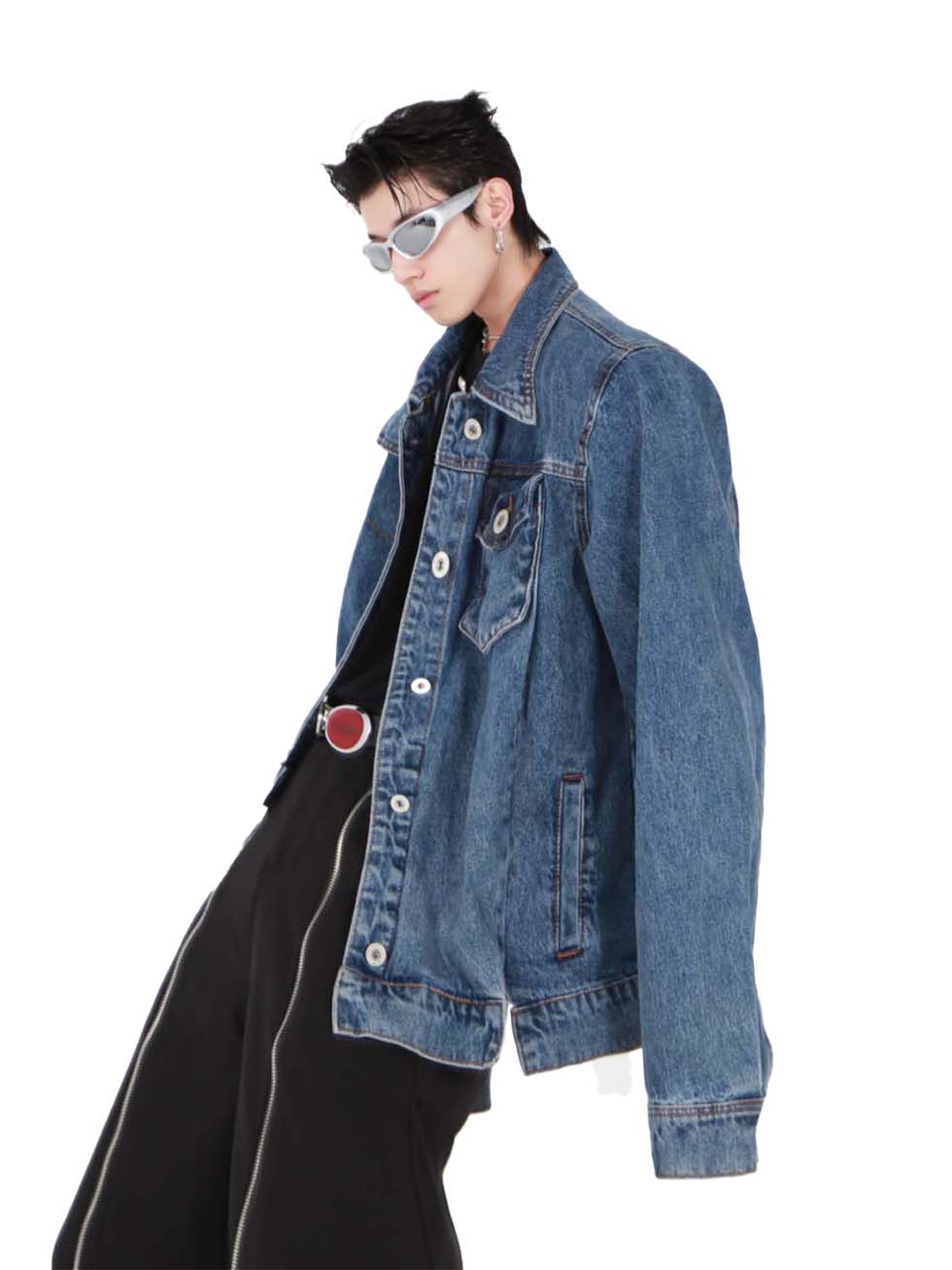 Irregular design denim jacket P1115