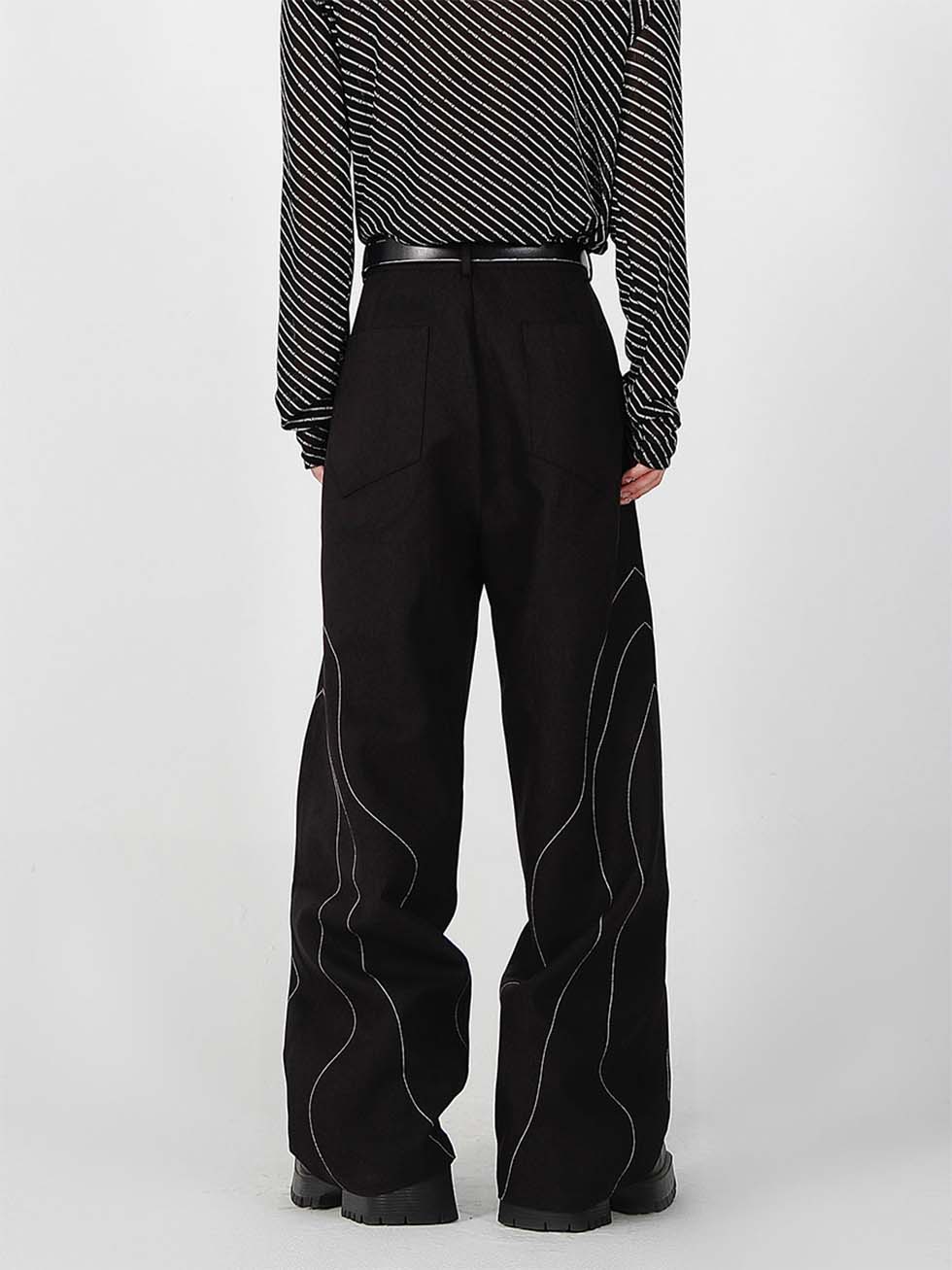 Segment topstitch straight pants P1152