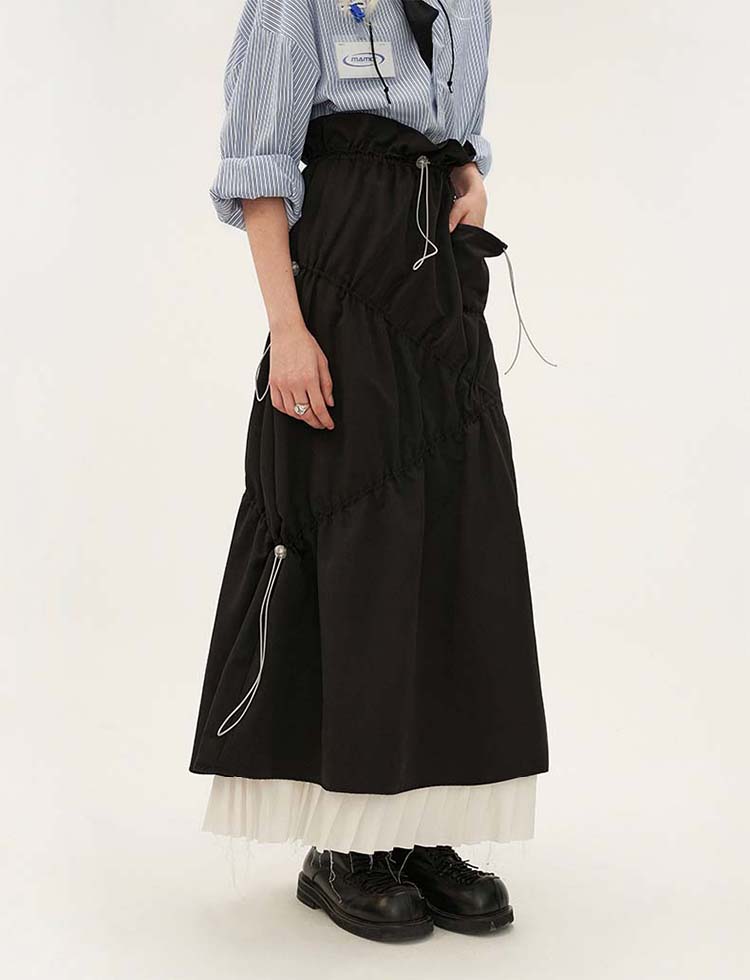 Pleated Stitch Long Skirt P1305