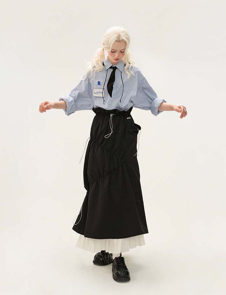 Pleated Stitch Long Skirt P1305