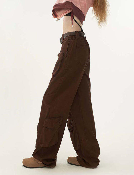 Multi-pocket casual pants P1307