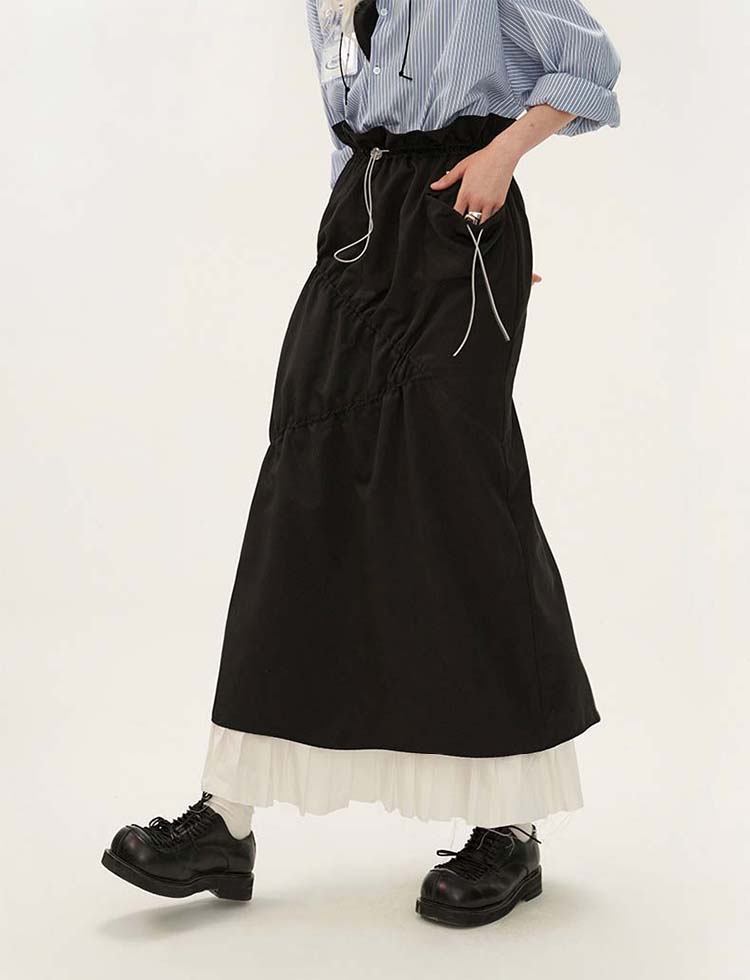 Pleated Stitch Long Skirt P1305