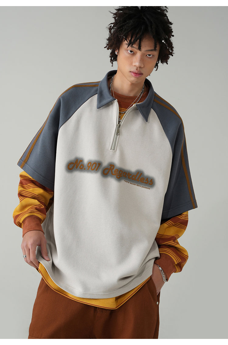 Oversized half-zip polo T-shirt P101