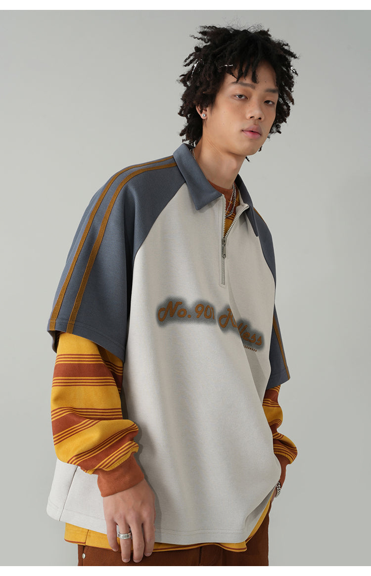 Oversized half-zip polo T-shirt P101