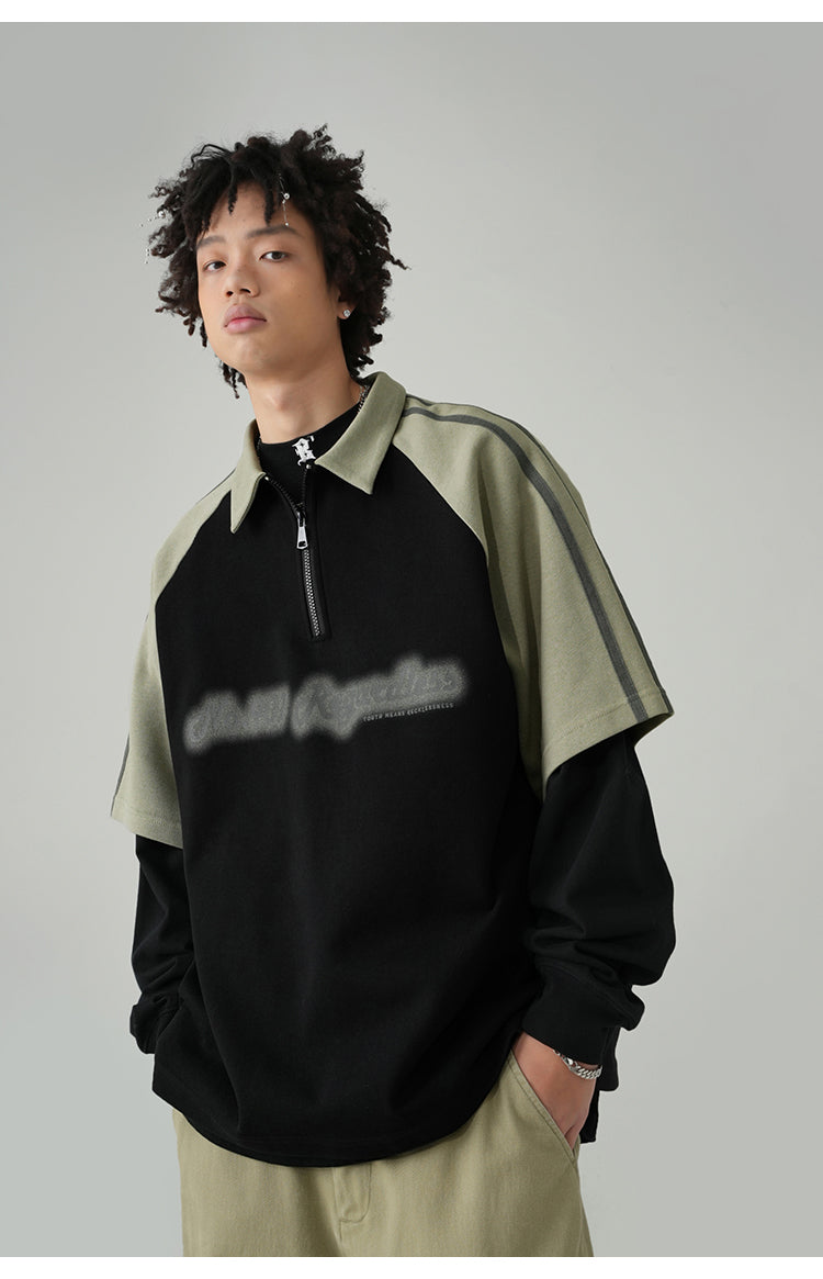 Oversized half-zip polo T-shirt P101